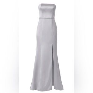 Size 0 Amsale Marisa Fluid Satin / Platinum Dress